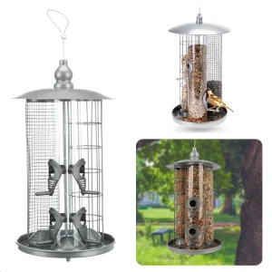 Cheqo® XL Vogelvoederhuis - Vogelhuis - Nestkast - Voederstation - Vogelhuisje - 37cm Hoog - Metaal - Ophangbaar