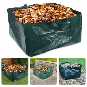 Cheqo® Opvouwbare Vierkante Tuinafvalzak 150L - Grote Tuinafvalzak met Hengsels - 69x69x38 cm -  Opvouwbare afvalzak - Afvalzakken - Prullenbak - Tuinzak - Wasmand - Bladzak