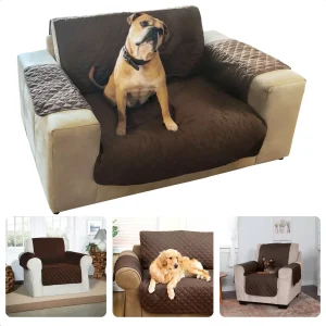Cheqo® Bankbeschermer - Bankhoes - Dierenkleed - Meubelhoes - Geschikt tot 125cm zitoppervlak - Polyester - Bruin - Bescherming Tegen Haren - Vuil - Nagels - Stoelbeschermer - Slijtvast