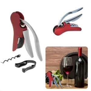 Cheqo® Luxe Kurkentrekker met Foliesnijder - Flesopener - Kelnermes - RVS - Met Opbergdoos en Reservespiraal - 15cm