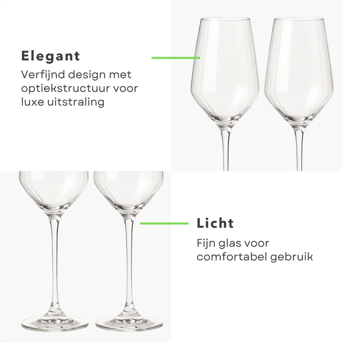 Cheqo® Witte Wijnglazen Set - 38 cl - Elegante Glazen voor Witte Wijn - Stevige Voet - Wijnglas Set - Glas - Afbeelding 4
