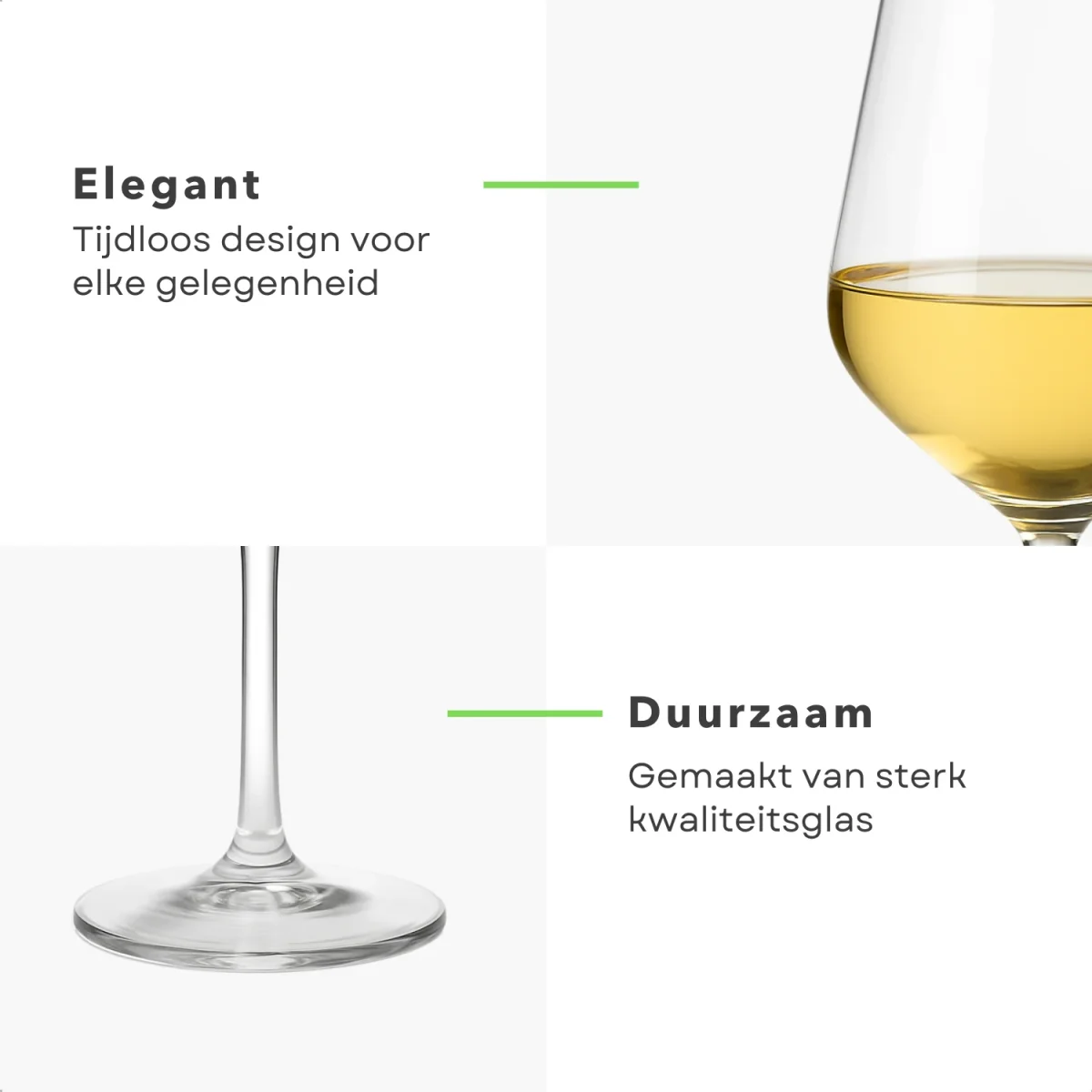 Cheqo® Witte Wijnglazen Set - Wijnglas Set - 37cl - Kristalglas - Perfect voor Witte Wijn - 6 Stuks - Afbeelding 4