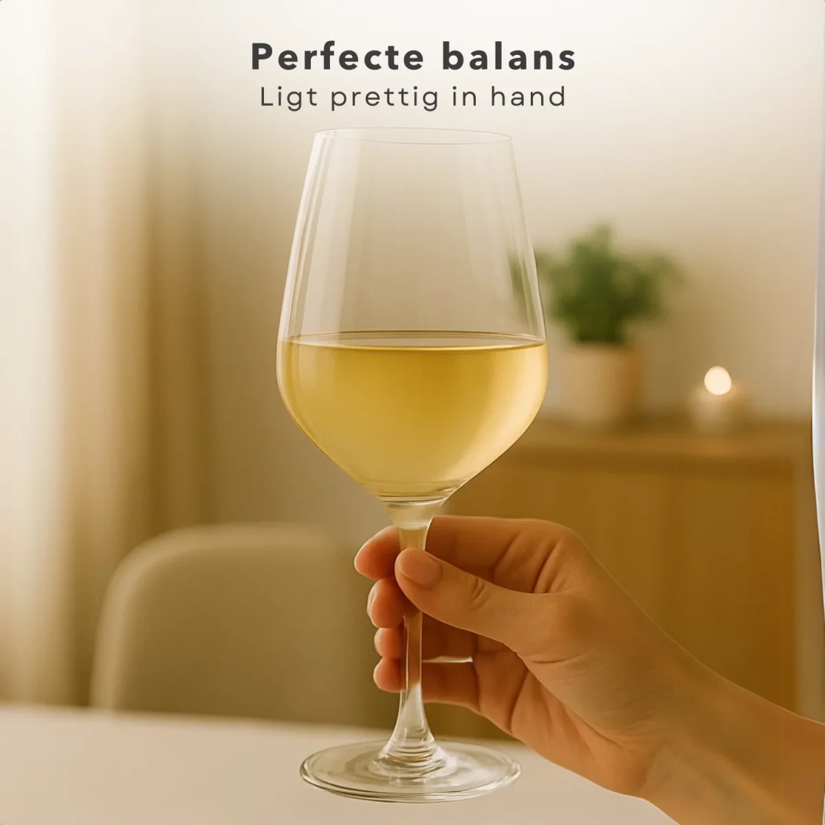 Cheqo® Witte Wijnglazen Set - Wijnglas Set - 37cl - Kristalglas - Perfect voor Witte Wijn - 6 Stuks - Afbeelding 5